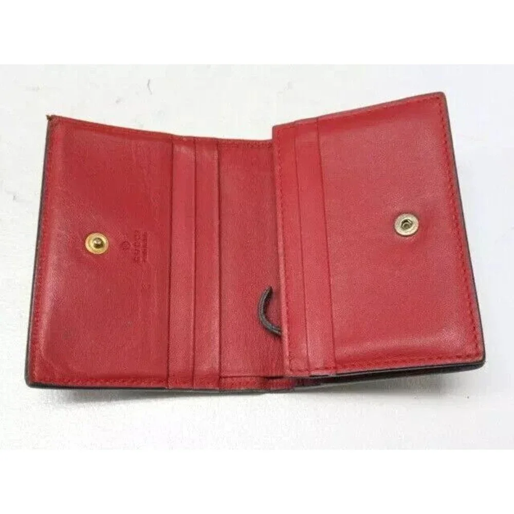 GUCCI Cherry GG Monogram Supreme Canvas Compact Bi Fold Wallet 476050 - Picture 5 of 12